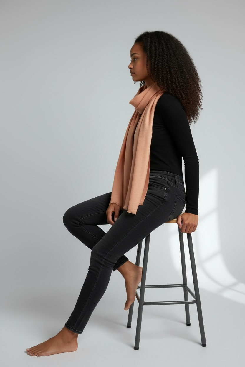 La Vie - 100% Cashmere Scarf - Ultra Light - Peach
