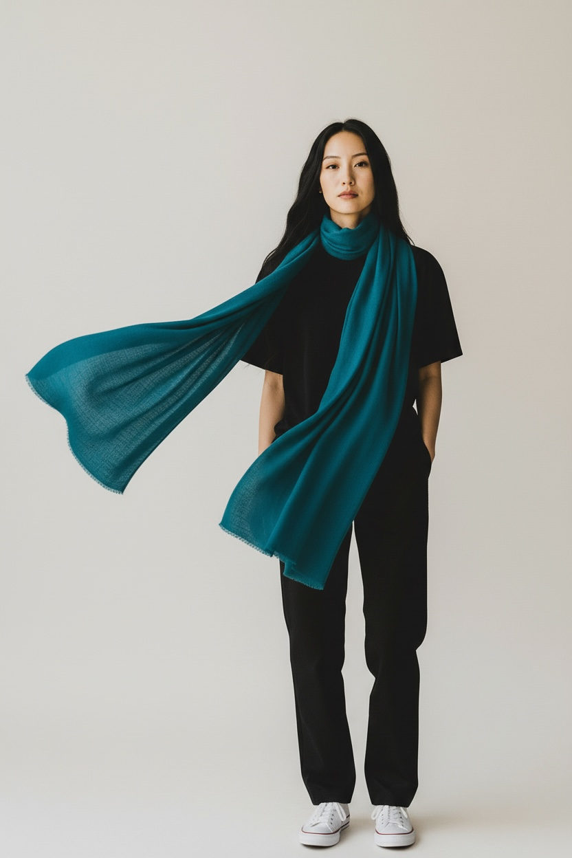 La Vie - 100% Cashmere Scarf - Ultra Light - Petrol Blue