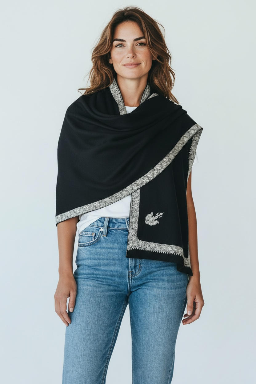 Pure Cashmere Scarf - Embroidered Nº3