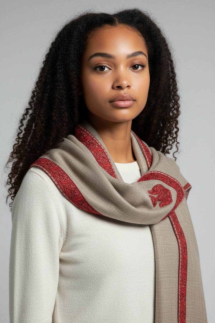Pure Cashmere Scarf - Embroidered Nº2