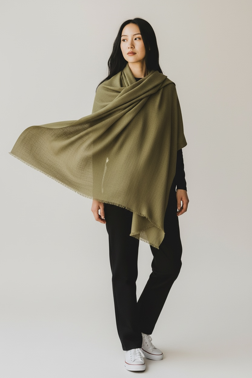La Vie - 100% Cashmere Scarf - Ultra Light - Olive Green